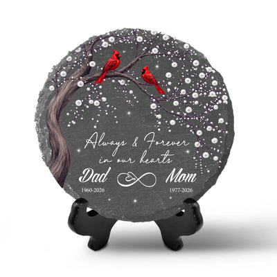 Memorial Loss of Mom Dad - Personalized Stone, Sympathy Garden Stone, Dad Mom Memorial Gift, Cardinal Remembrance Stone, Bereavement Keepsake, Memorial Day Garden Decor