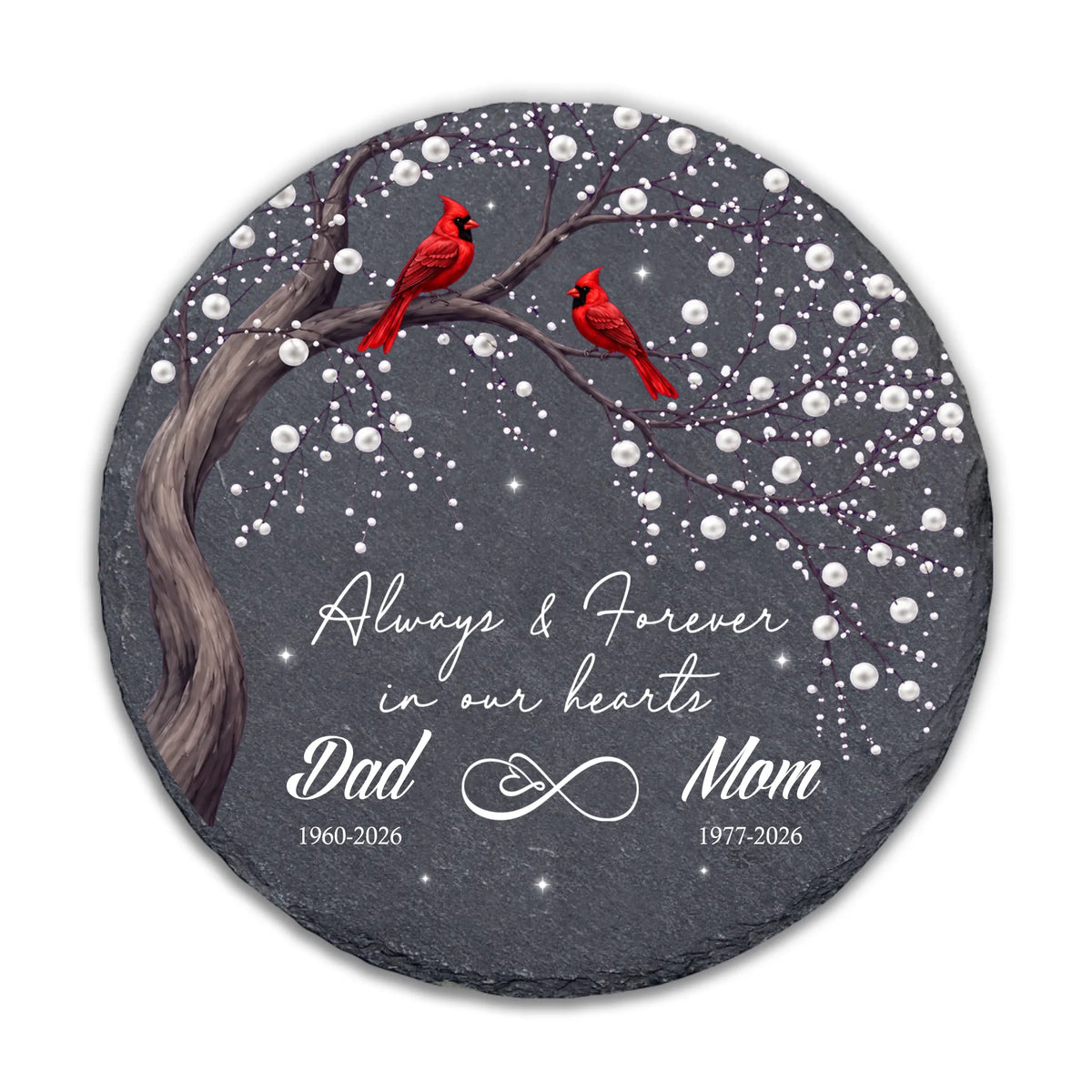 Memorial Loss of Mom Dad - Personalized Stone, Sympathy Garden Stone, Dad Mom Memorial Gift, Cardinal Remembrance Stone, Bereavement Keepsake, Memorial Day Garden Decor