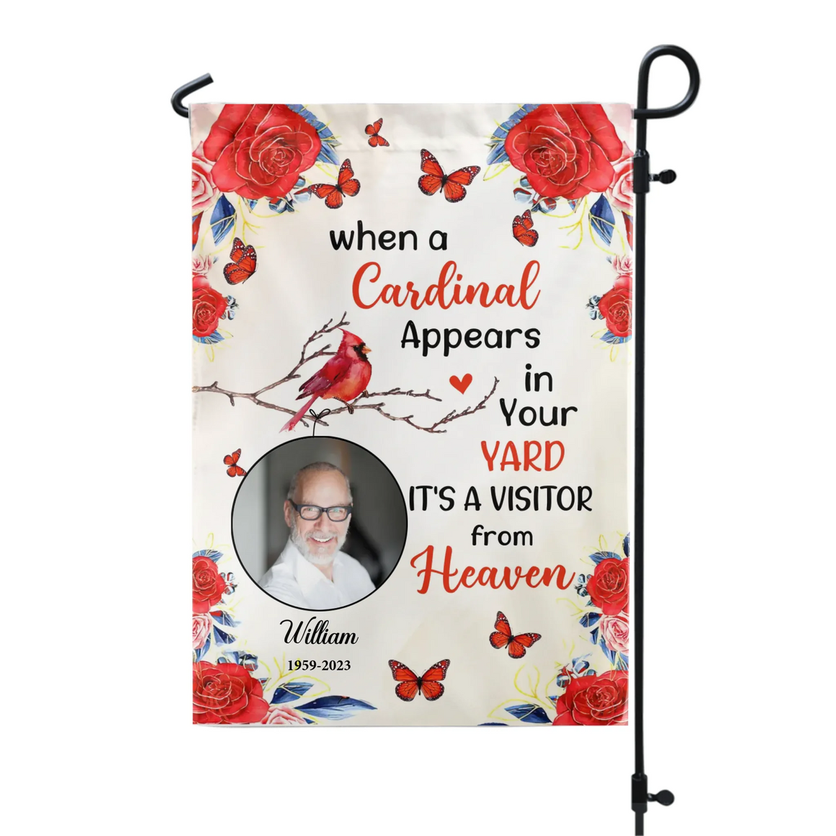 When A Cardinal Appears In Your Yard - Personalized Garden Flag, Memorial Gift