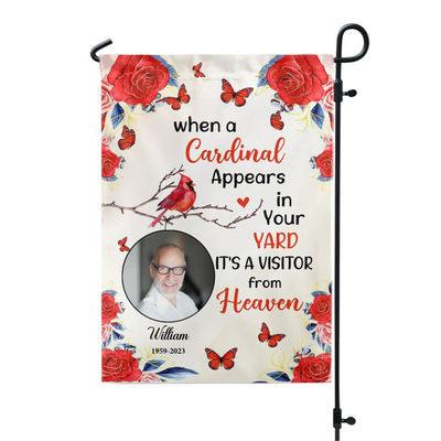 When A Cardinal Appears In Your Yard - Personalized Garden Flag, Memorial Gift