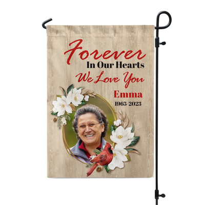 Forever In Our Hearts - Personalized Garden Flag, Memorial Gift - GF140
