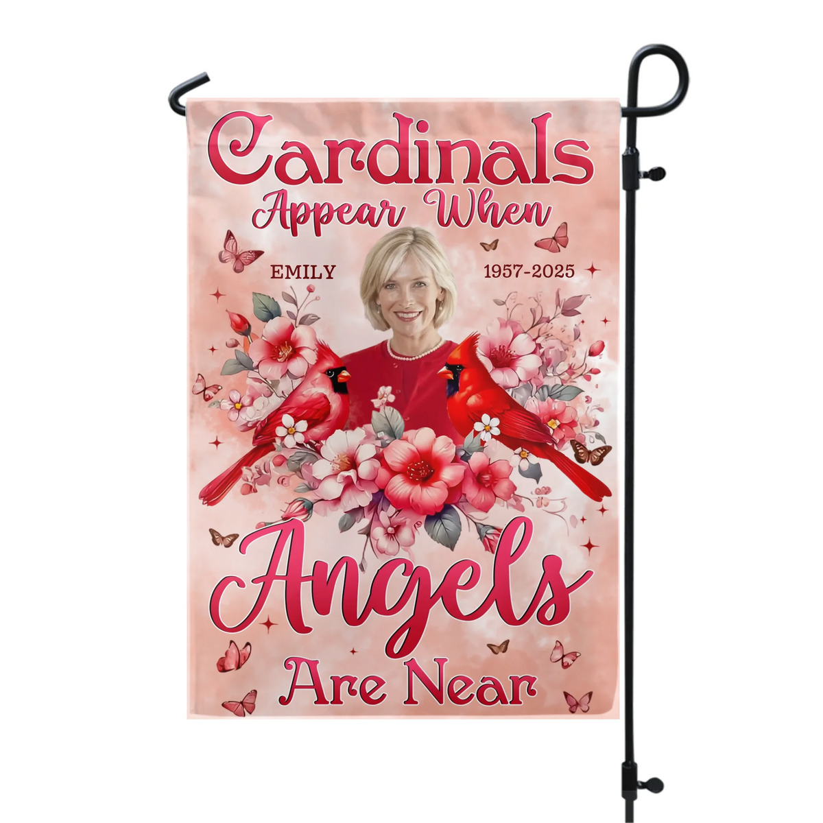 Memorial Cardinals Appear When Angels Are Near - Personalized Garden Flag, Memorial Gift For Loss Of Loved One