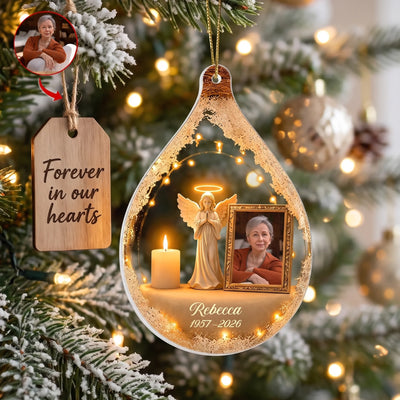 Your Light Still Shines - Personalized Ornament, Custom Memorial Christmas Ornament, Custom Photo Angel Keepsake