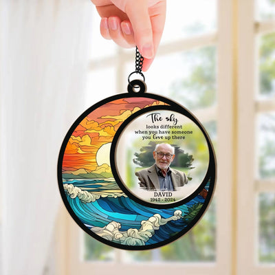 The Sky Looks Different When You Have Someone You Love Up There - Personalized Window Hanging Suncatcher, Memorial Gift