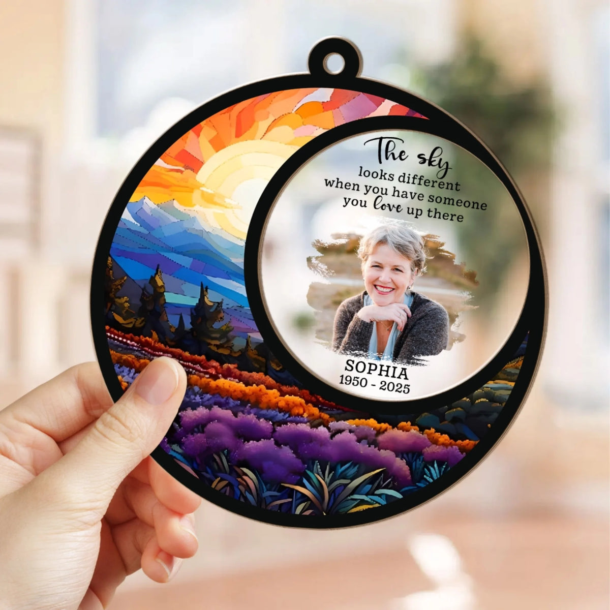 The Sky Looks Different When You Have Someone You Love Up There - Personalized Window Hanging Suncatcher, Memorial Gift