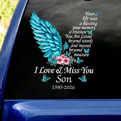I Love & Miss You - Personalized Decal, Memorial Gift for Lost Family Member, Remembrance Gift