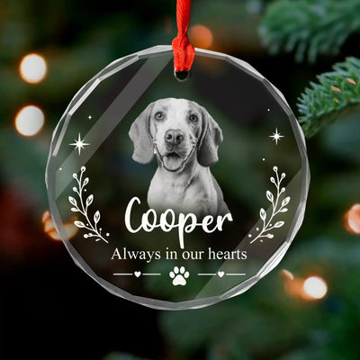 You Are Always Missed - Personalized Glass Ornament, Custom Pet Photo Memorial Ornament, Sympathy Gift