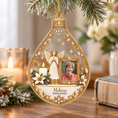 My Angel Forever - Personalized Acrylic Ornament, Custom Name And Photo Memorial Ornament, Sympathy Gift
