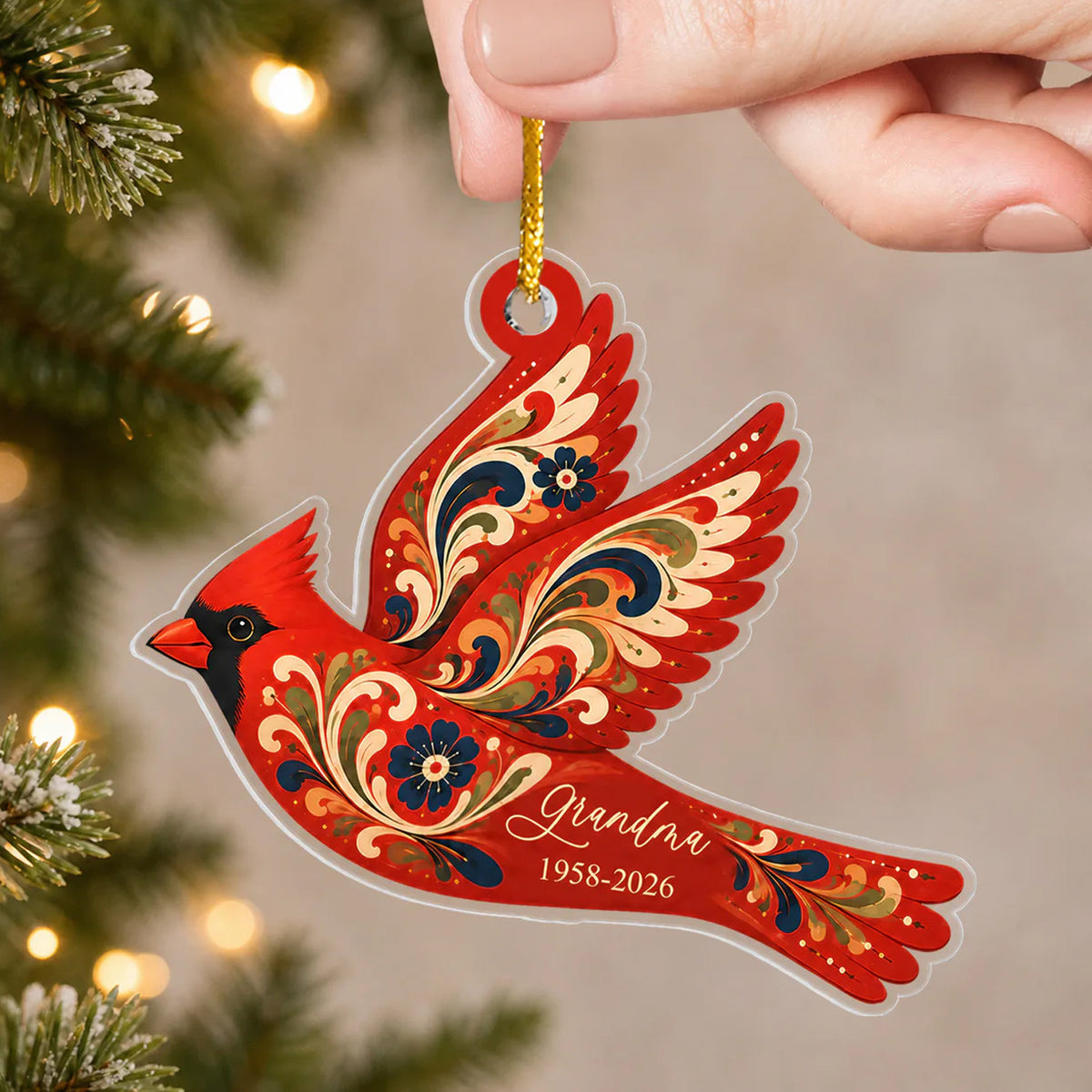 When A Cardinal Appears, A Loved One Feels Near - Personalized Acrylic Ornament, Memorial Gift