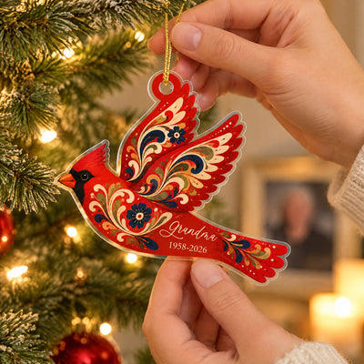 When A Cardinal Appears, A Loved One Feels Near - Personalized Acrylic Ornament, Memorial Gift