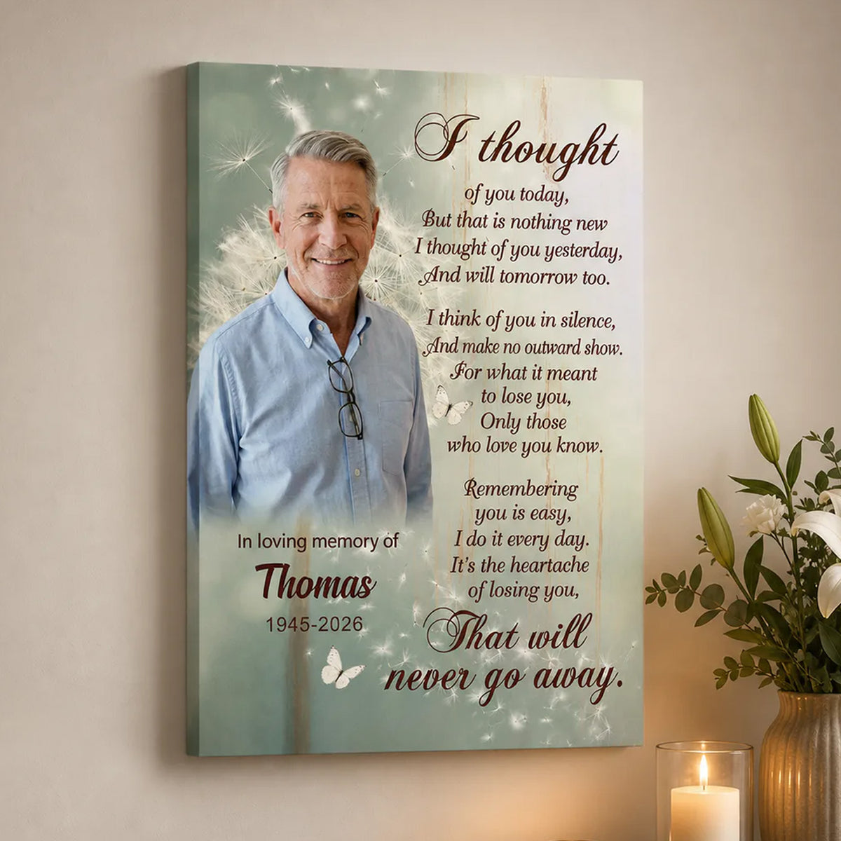 I Thought Of You Today And I’ll Think Of You Tomorrow Too - Personalized Canvas, Memorial Gift For Loss Of Loved One