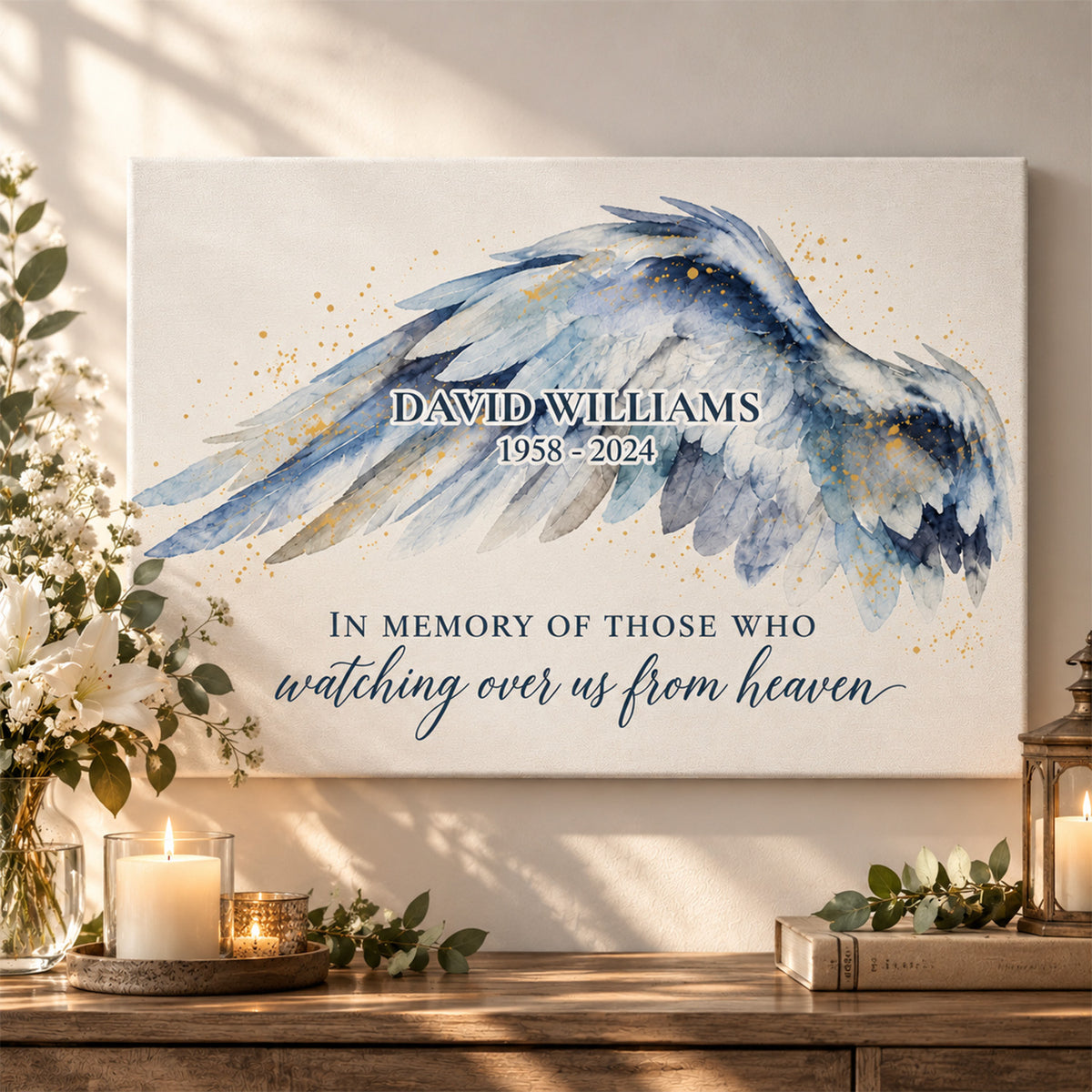 Forever Watching Over Us From Heaven - Personalized Canvas, Memorial Gift For Loss Of Loved One