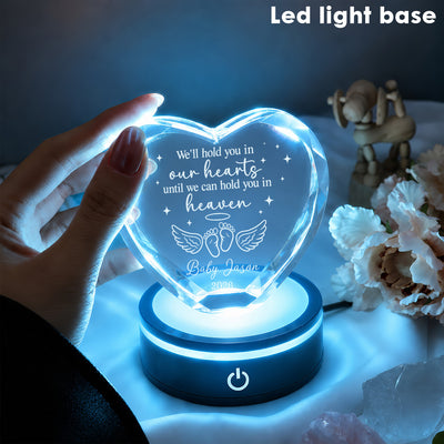 We'll Hold You In Our Hearts Until We Can Hold You In Heaven- Personalized Engraved Heart Crystal, Sympathy Gift for Baby Loss