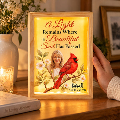 A Light Remains Where a Beautiful Soul Has Passed - Personalized Frame Light Box, Memorial Gift