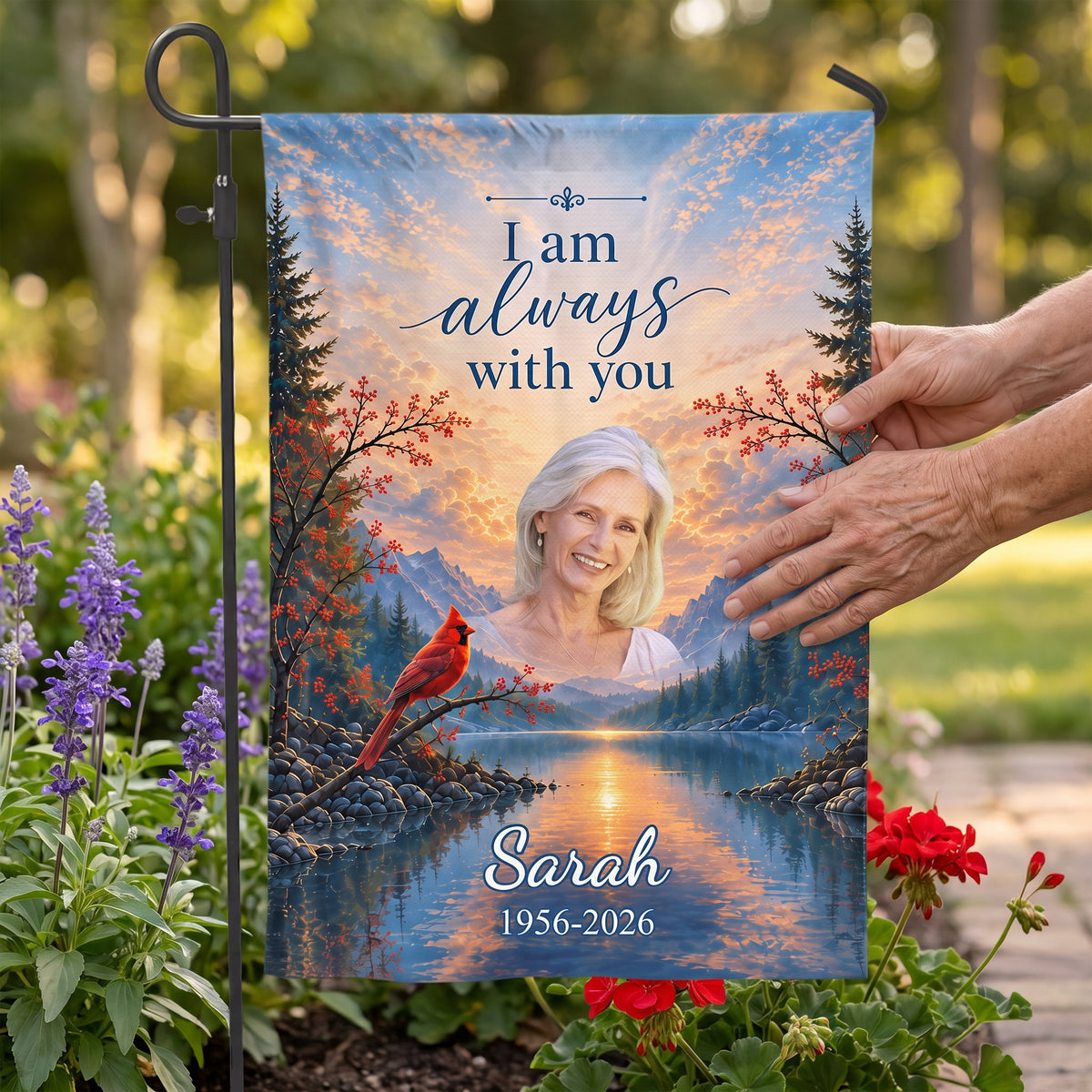 Gone From Our Side, Never From Our Hearts – Personalized Garden Flag, In Loving Memory Of, Memorial Gift