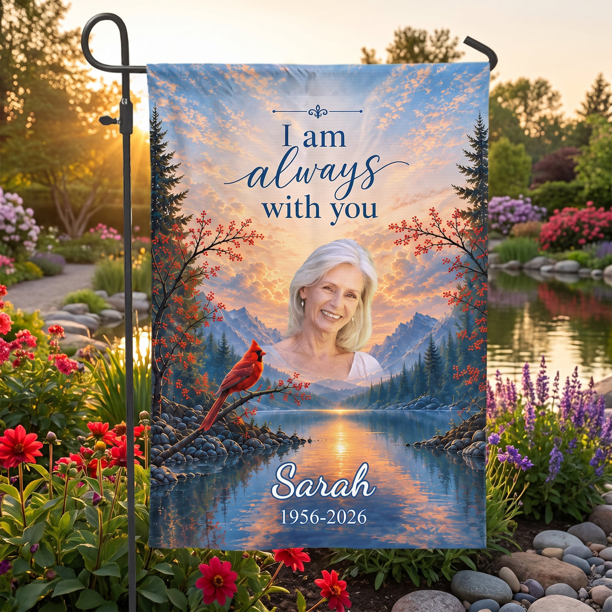 Gone From Our Side, Never From Our Hearts – Personalized Garden Flag, In Loving Memory Of, Memorial Gift