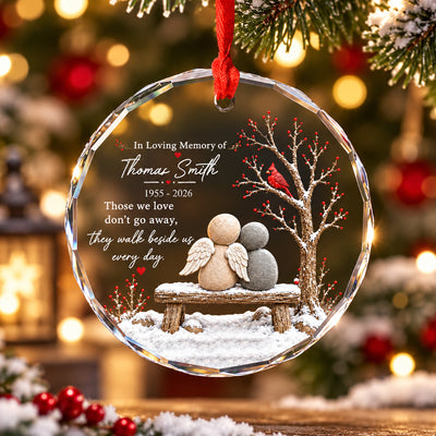 Their Love Still Walks Beside Us Every Day - Personalized Glass Ornament, Memorial Ornament, Cardinal Remembrance Gift