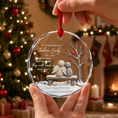 Their Love Still Walks Beside Us Every Day - Personalized Glass Ornament, Memorial Ornament, Cardinal Remembrance Gift