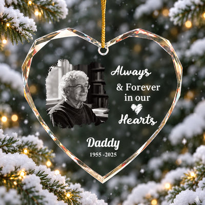 Our Beloved Always In Our Hearts - Personalized Glass Ornament, Memorial Gift For Loss Of Loved One