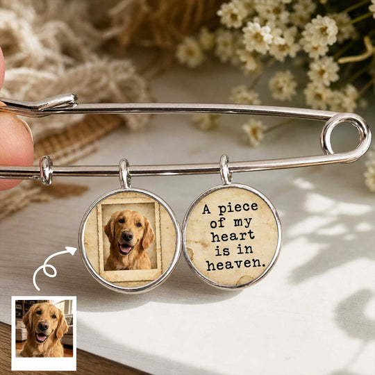 A Piece Of My Heart Is In Heaven - Personalized Lapel Pin, Vintage Typewriter Memorial