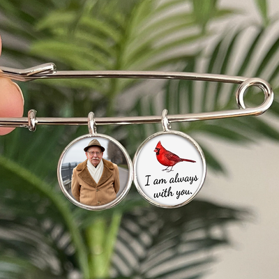 Cardinal I Am Always With You - Personalized Lapel Pin, Memorial Graduation Lapel Pin With Photo