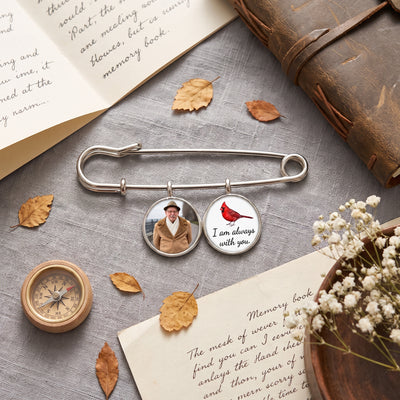 Cardinal I Am Always With You - Personalized Lapel Pin, Memorial Graduation Lapel Pin With Photo