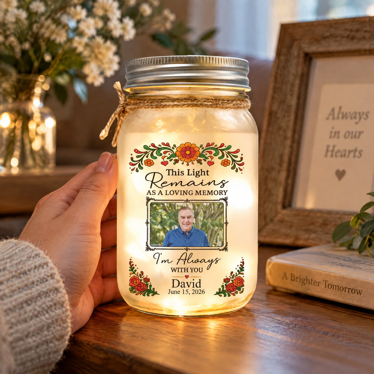 This Light Remains As A Loving Memory I'm Always With You - Personalized Mason Jar Light, Memorial Gift