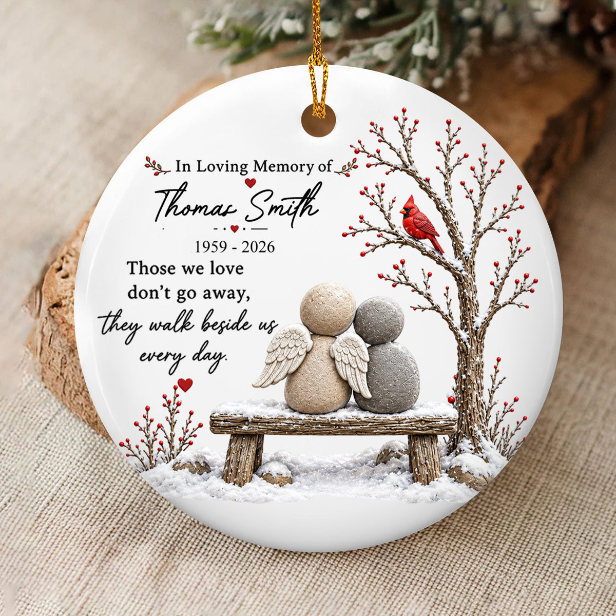 Love Never Fades - Personalized Ornament, Custom Memorial Christmas Ornament, In Loving Memory Gift