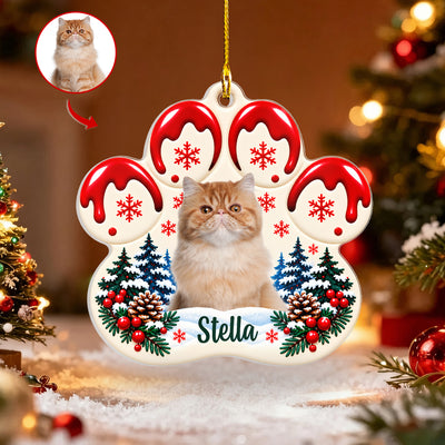 Personalized Cat Paw Christmas Ornament