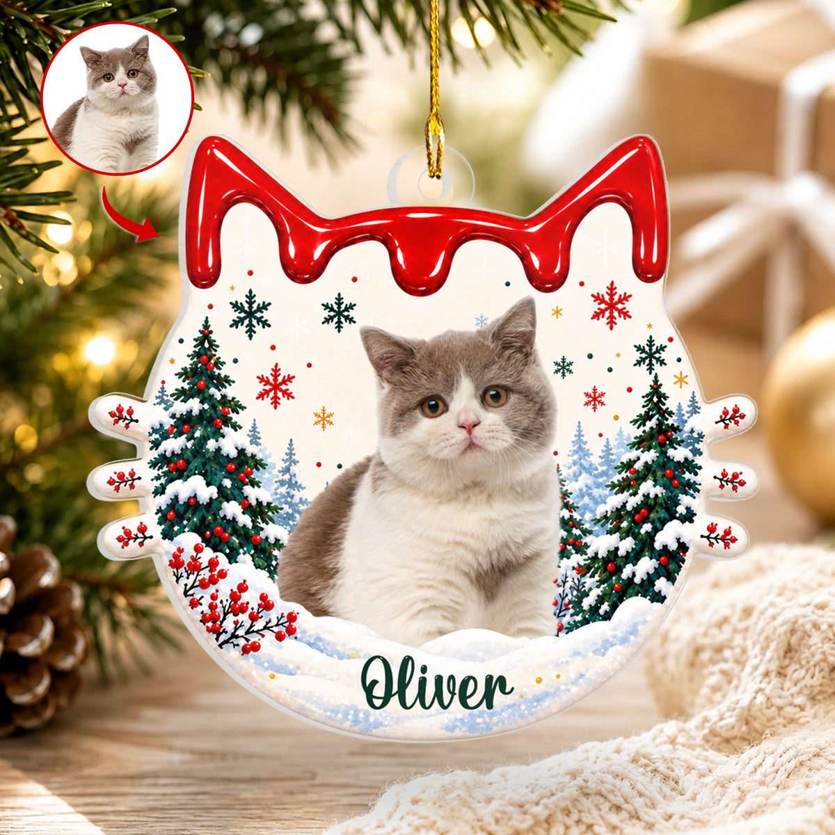 Personalized Pet Photo Christmas Snow Globe Ornament – Custom Dog Name Keepsake
