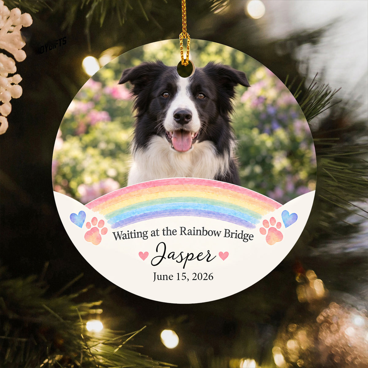 Waiting at the Bridge - Personalized Pet Ceramic Ornament, Custom Photo