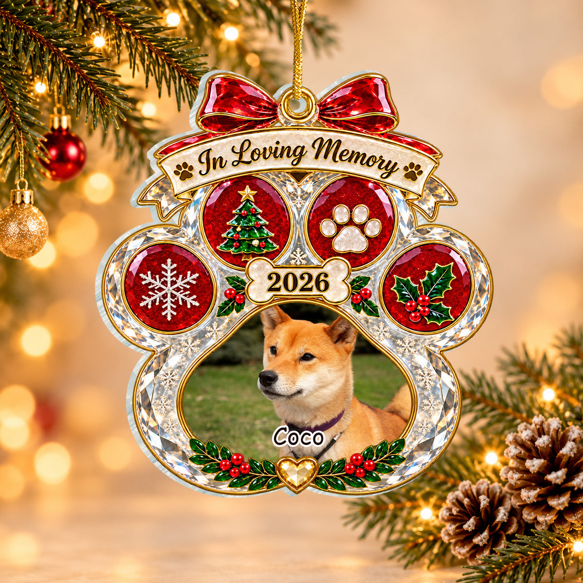 In Loving Memory Christmas - Personalized Acrylic Ornament, Sympathy Gift, Pet Memorial Christ