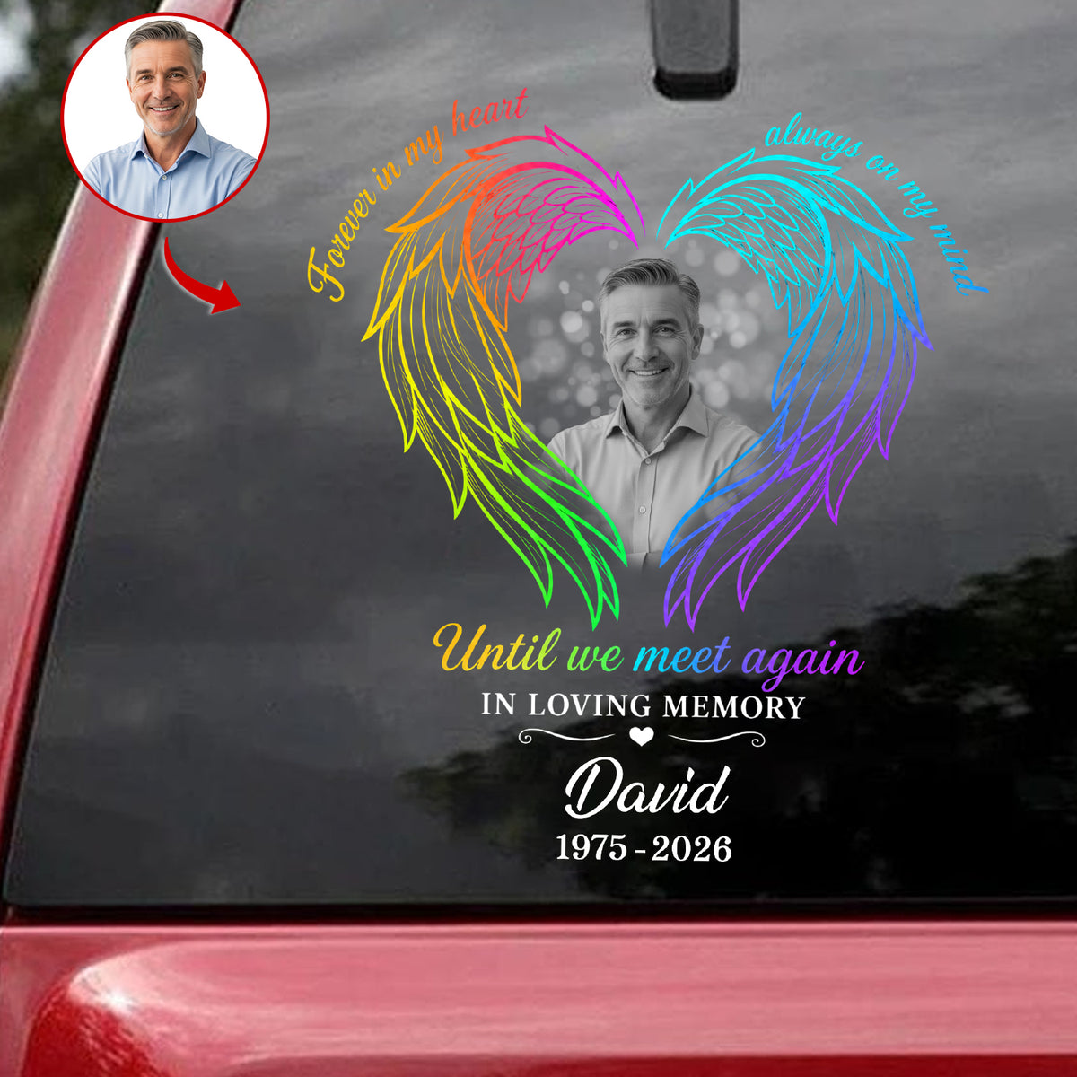 Forever in My Heart, Always on My Mind - Personalized Decal, Custom Memorial Decal with Photo, In Loving Memory Gift