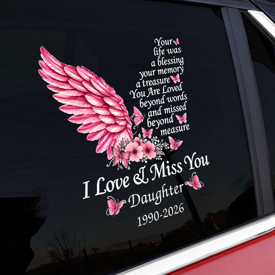 I Love & Miss You - Personalized Decal, Memorial Gift for Lost Family Member, Remembrance Gift