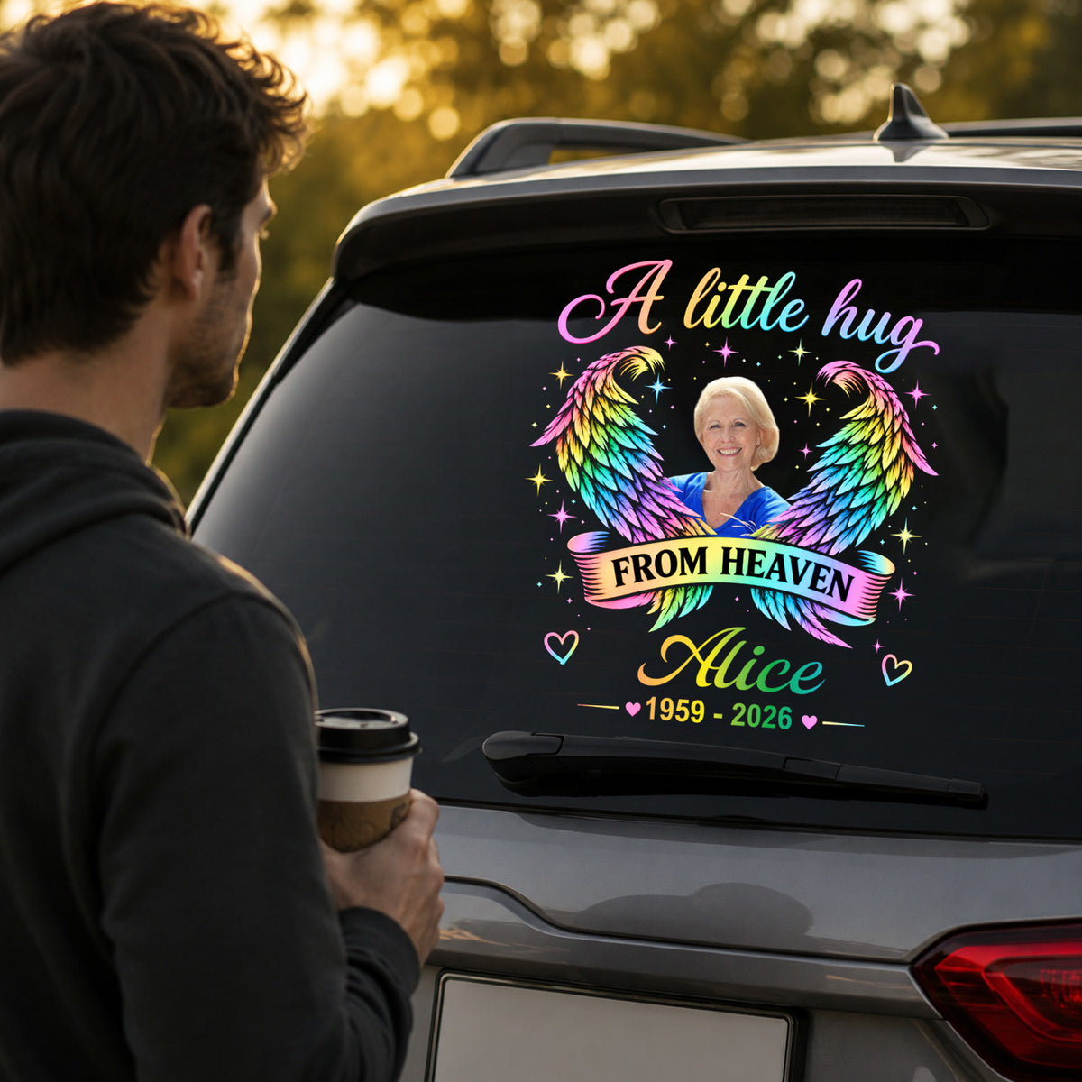 A Little Hug From Heaven - Personalized Decal, Memorial Gift For Loss Of Loved One