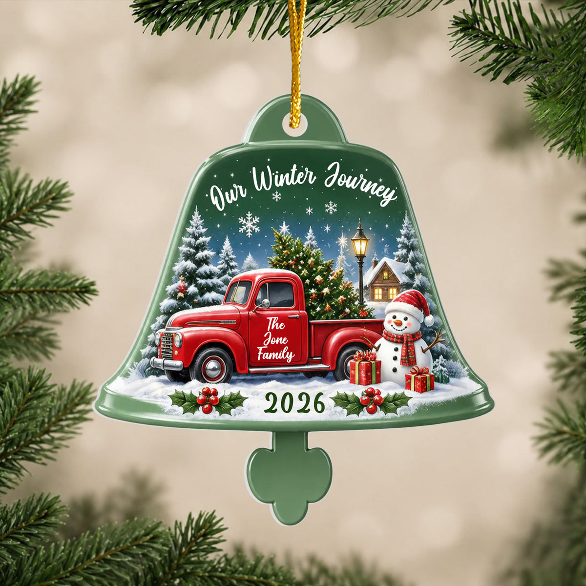 Family Winter Journey - Personalized Acrylic Ornament, Family Christmas Home Decor