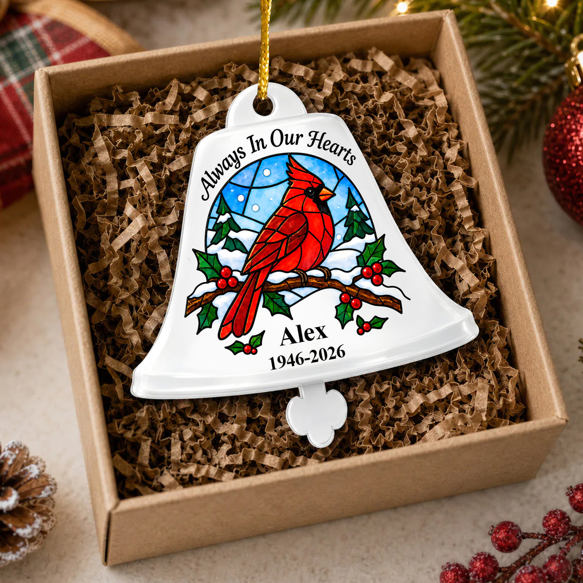 Though You’re Gone from Sight, Your Love Still Visits Us Every Day - Personalized Acrylic Ornament , Faux Stained Glass Family Memorial Ornament