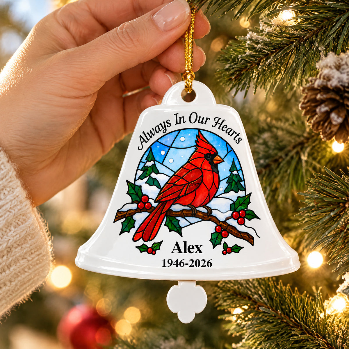 Though You’re Gone from Sight, Your Love Still Visits Us Every Day - Personalized Acrylic Ornament , Faux Stained Glass Family Memorial Ornament