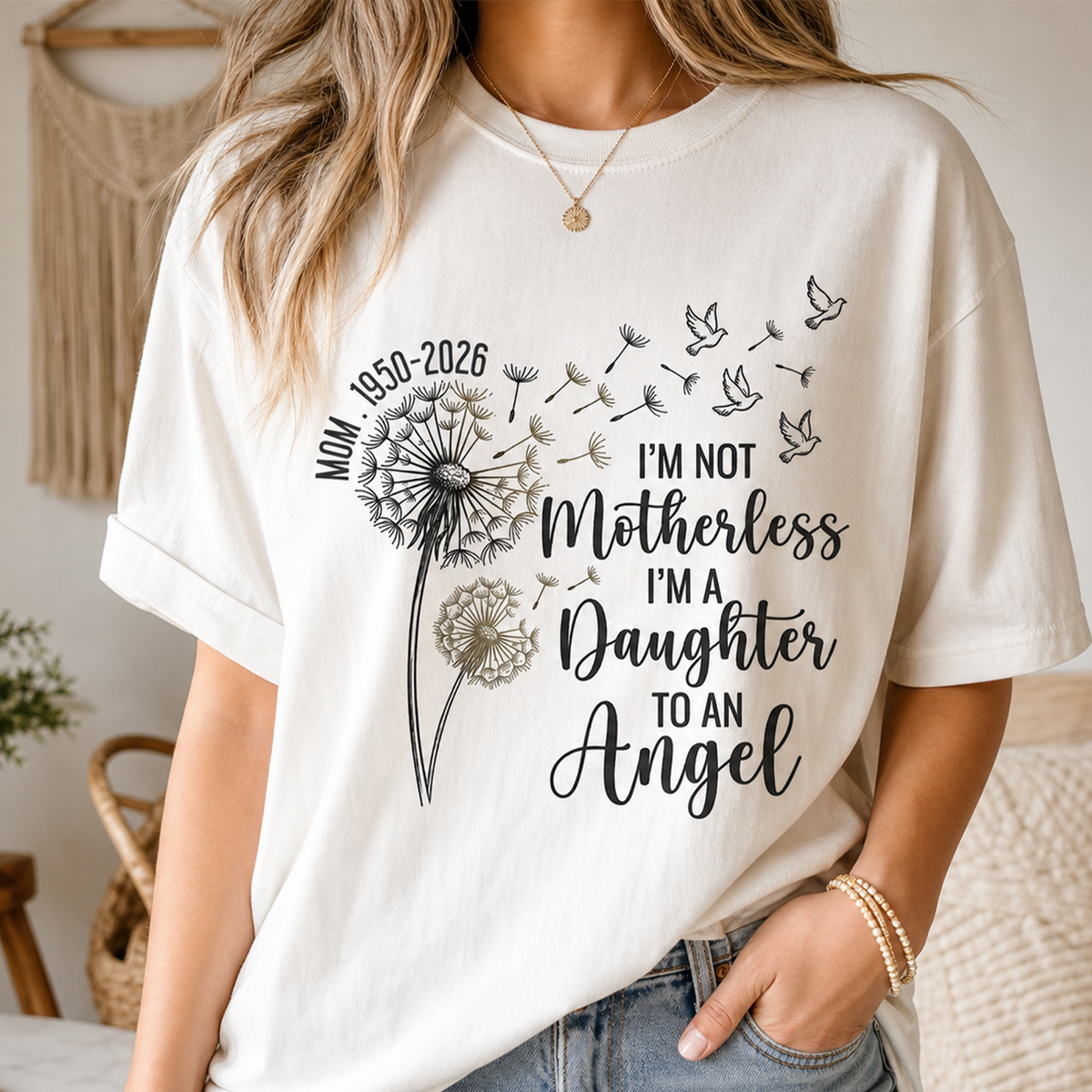 I'm Not Motherless I'm A Daughter To An Angel - Personalized Comfort Colors Shirt, Mom Memorial, Sympathy Gift