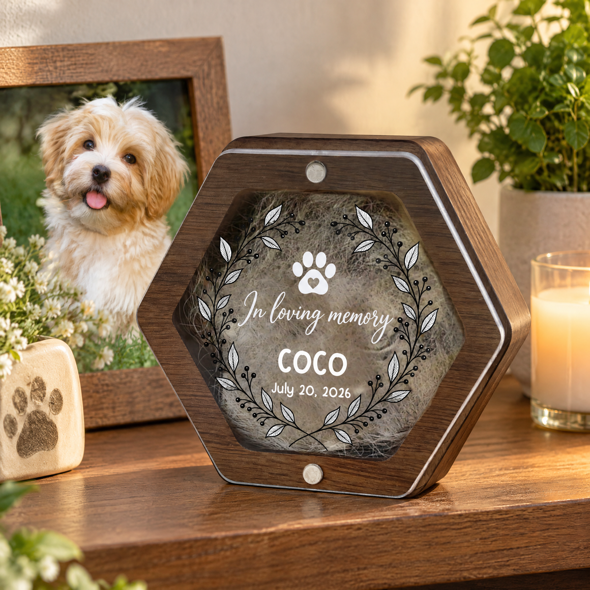 Floral Frame - Personalized Dog Memorial Box