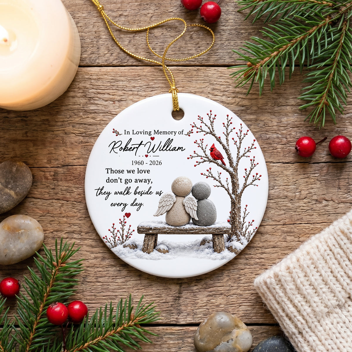 Love Never Fades - Personalized Ornament, Custom Memorial Christmas Ornament, In Loving Memory Gift